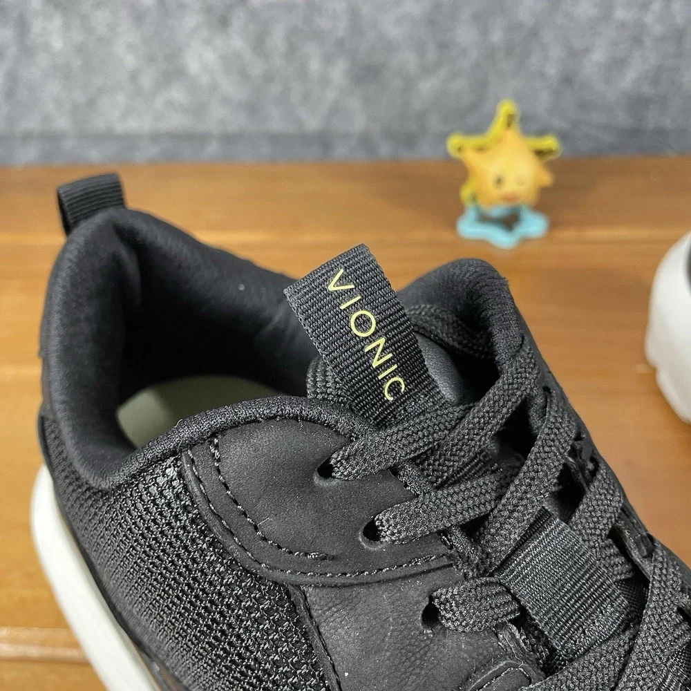 Vionic Aris Womens Size 9.5 Black Suede Leather Embossed Leopard Chunky Sneakers
